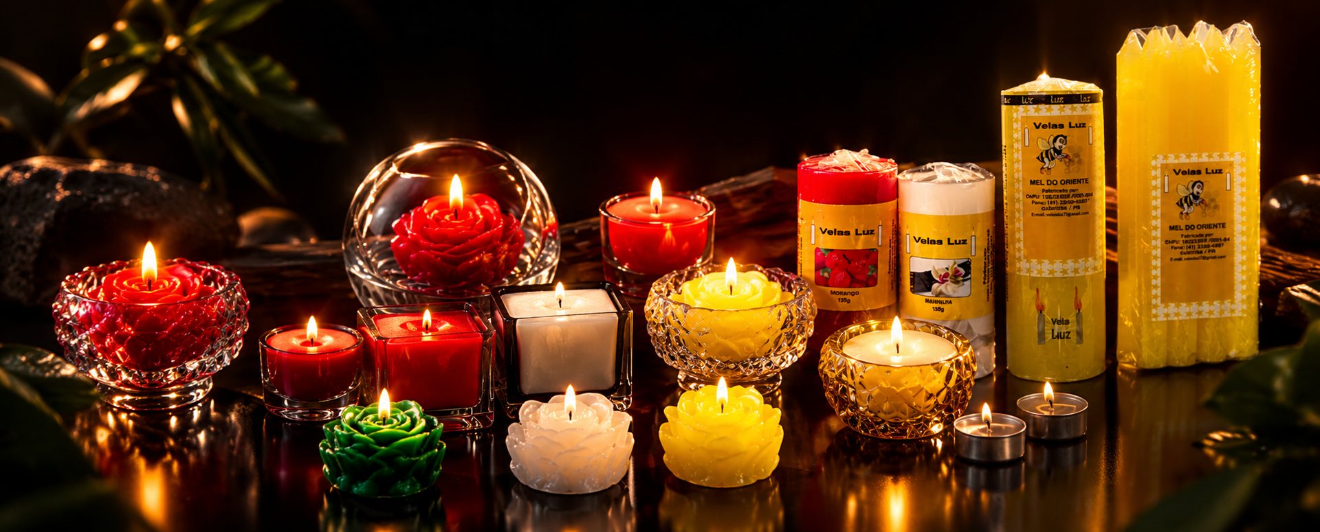Velas Luz — coleção de velas artesanais acesas